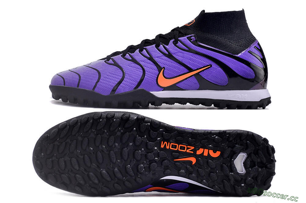 Unisex Nike Air Zoom Mercurial Superfly 9 Elite TF Artificial Turf High-Tops Football Shoes - Purple/Black/Orange 1