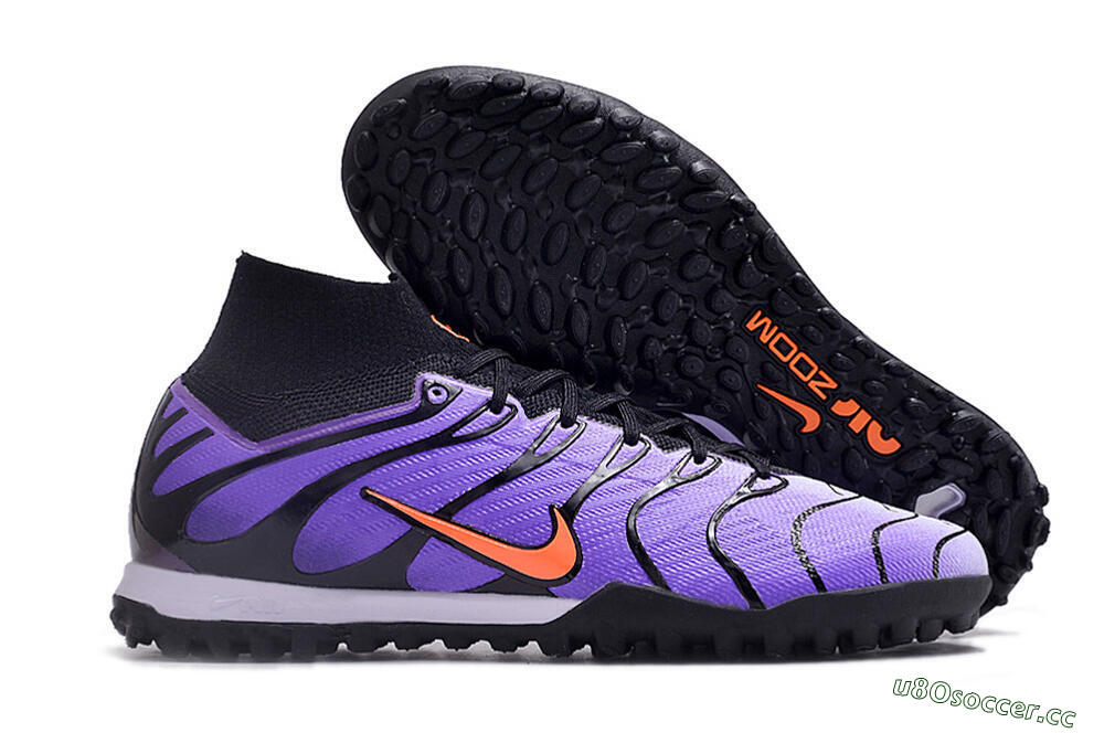 Unisex Nike Air Zoom Mercurial Superfly 9 Elite TF Artificial Turf High-Tops Football Shoes - Purple/Black/Orange 2