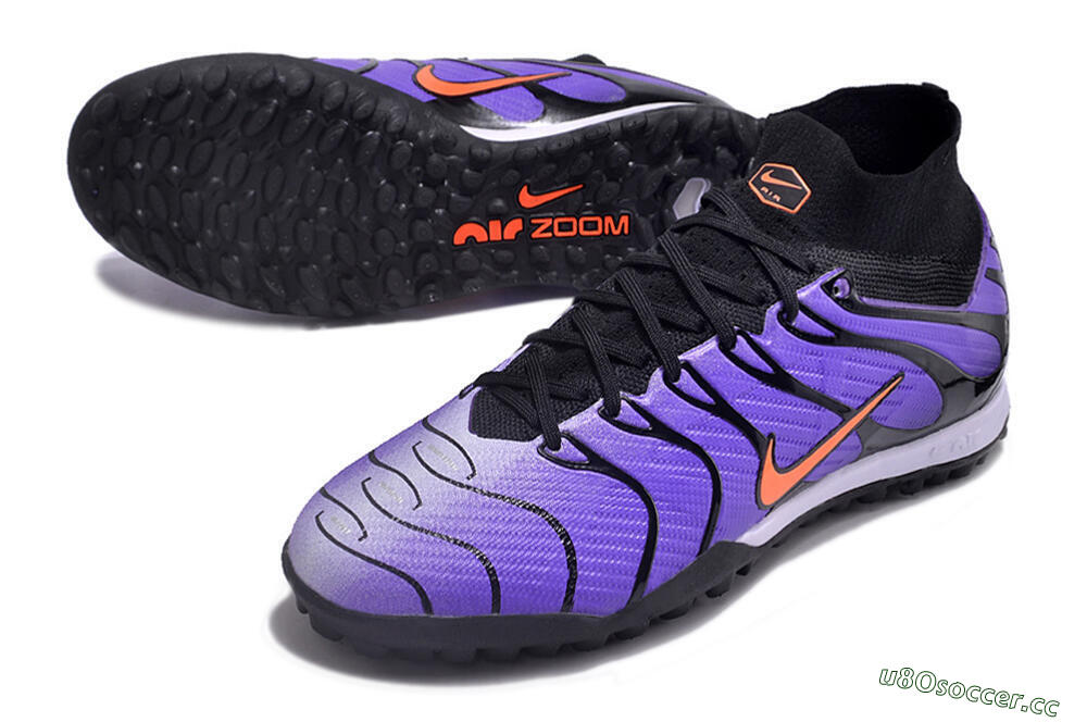 Unisex Nike Air Zoom Mercurial Superfly 9 Elite TF Artificial Turf High-Tops Football Shoes - Purple/Black/Orange 3