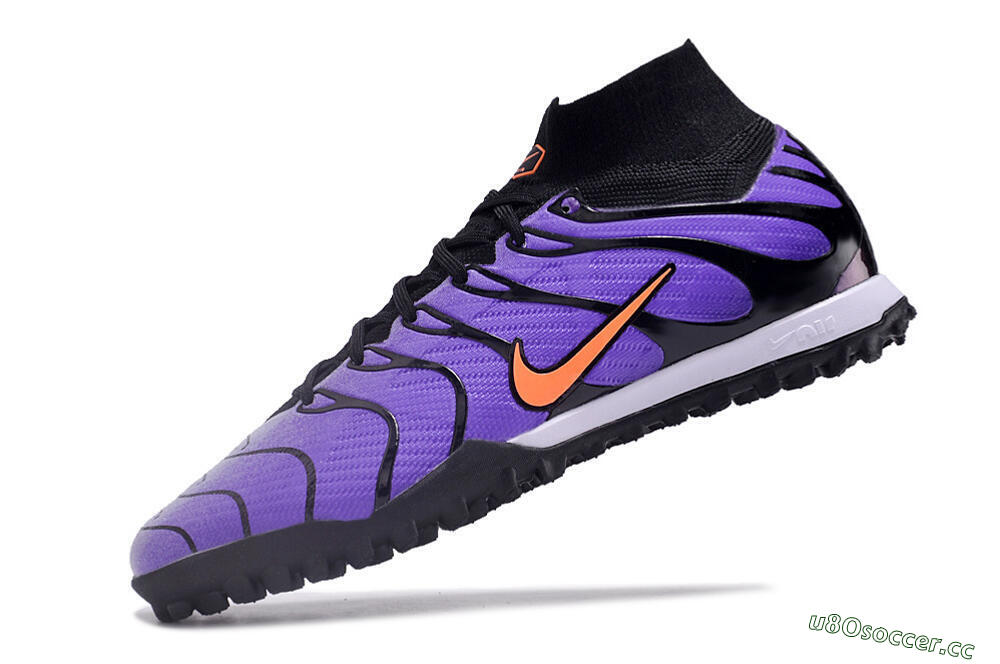 Unisex Nike Air Zoom Mercurial Superfly 9 Elite TF Artificial Turf High-Tops Football Shoes - Purple/Black/Orange 5