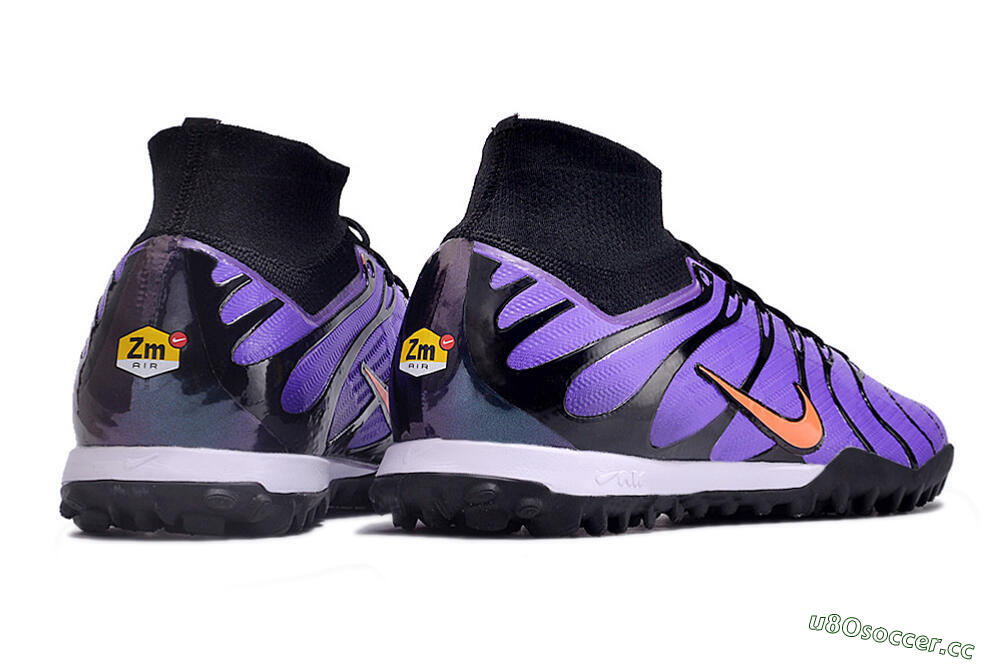Unisex Nike Air Zoom Mercurial Superfly 9 Elite TF Artificial Turf High-Tops Football Shoes - Purple/Black/Orange 6