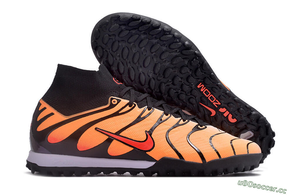 Unisex Nike Air Zoom Mercurial Superfly 9 Elite TF Artificial Turf High-Tops Football Shoes - Orange/Black/Red 2