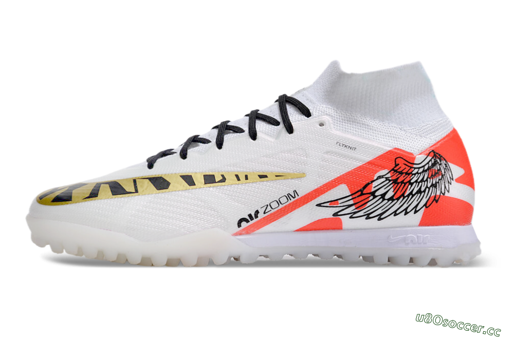 Unisex Nike Air Zoom Mercurial Superfly 9 Elite TF Artificial Turf High-Tops Football Shoes - White/Red/Gold 0