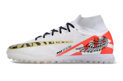 Unisex Nike Air Zoom Mercurial Superfly 9 Elite TF Artificial Turf High-Tops Football Shoes - White/Red/Gold