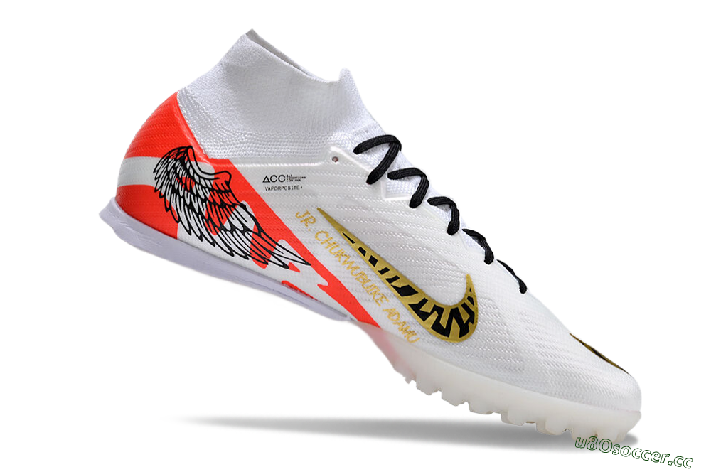 Unisex Nike Air Zoom Mercurial Superfly 9 Elite TF Artificial Turf High-Tops Football Shoes - White/Red/Gold 4