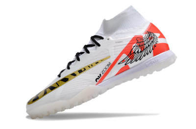Unisex Nike Air Zoom Mercurial Superfly 9 Elite TF Artificial Turf High-Tops Football Shoes - White/Red/Gold