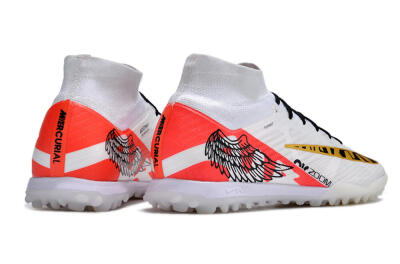 Unisex Nike Air Zoom Mercurial Superfly 9 Elite TF Artificial Turf High-Tops Football Shoes - White/Red/Gold
