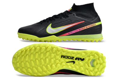 Unisex Nike Air Zoom Mercurial Superfly 9 Elite TF Artificial Turf High-Tops Football Shoes - Black/Silver/Green/Red