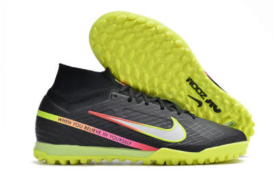 Unisex Nike Air Zoom Mercurial Superfly 9 Elite TF Artificial Turf High-Tops Football Shoes - Black/Silver/Green/Red