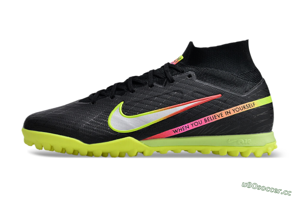 Unisex Nike Air Zoom Mercurial Superfly 9 Elite TF Artificial Turf High-Tops Football Shoes - Black/Silver/Green/Red 0