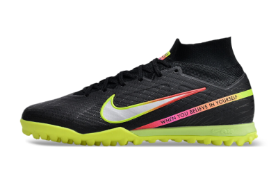 Unisex Nike Air Zoom Mercurial Superfly 9 Elite TF Artificial Turf High-Tops Football Shoes - Black/Silver/Green/Red