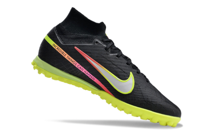 Unisex Nike Air Zoom Mercurial Superfly 9 Elite TF Artificial Turf High-Tops Football Shoes - Black/Silver/Green/Red