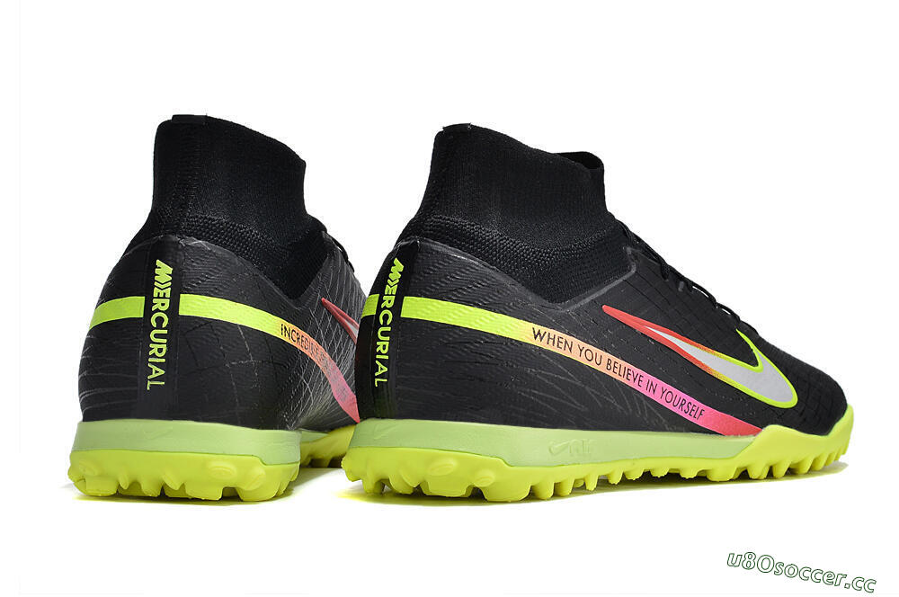 Unisex Nike Air Zoom Mercurial Superfly 9 Elite TF Artificial Turf High-Tops Football Shoes - Black/Silver/Green/Red 6