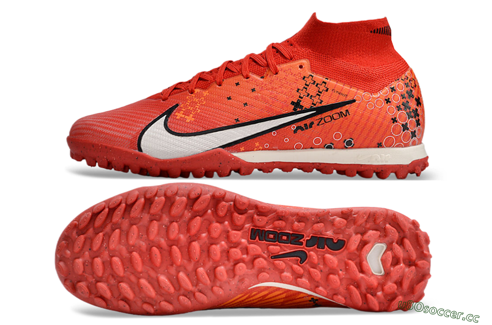 Unisex Nike Air Zoom Mercurial Superfly 9 Elite TF Artificial Turf High-Tops Football Shoes - Red/White/Black 1