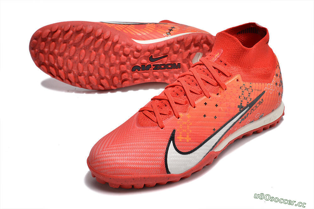 Unisex Nike Air Zoom Mercurial Superfly 9 Elite TF Artificial Turf High-Tops Football Shoes - Red/White/Black 3