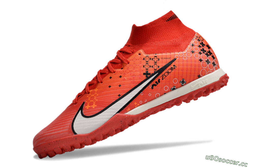Unisex Nike Air Zoom Mercurial Superfly 9 Elite TF Artificial Turf High-Tops Football Shoes - Red/White/Black 5