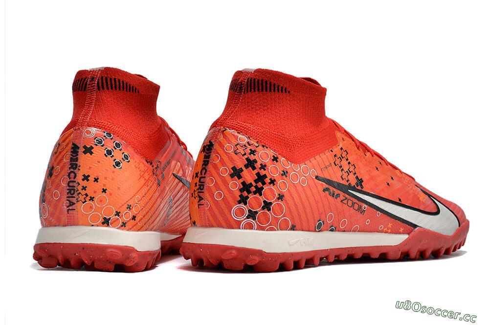 Unisex Nike Air Zoom Mercurial Superfly 9 Elite TF Artificial Turf High-Tops Football Shoes - Red/White/Black 6