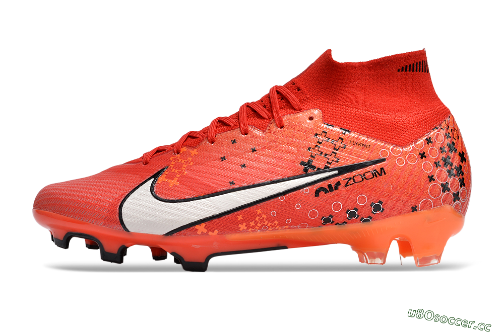 Men's Nike Air Zoom Mercurial Superfly 9 Elite FG Firm Ground High-Tops Football Boots - Orange/White/Black 0