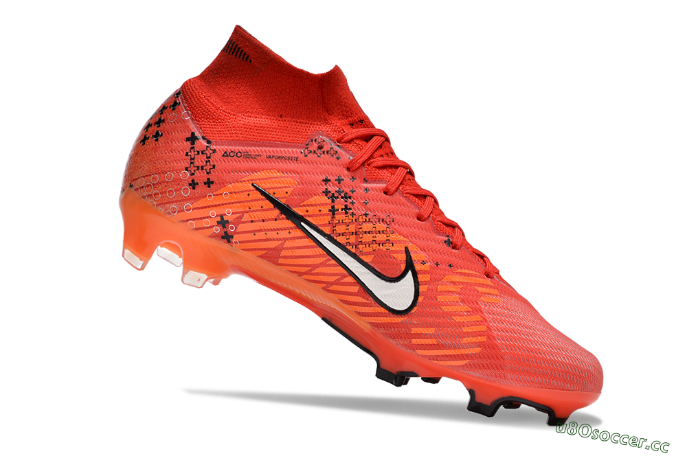 Men's Nike Air Zoom Mercurial Superfly 9 Elite FG Firm Ground High-Tops Football Boots - Orange/White/Black 4