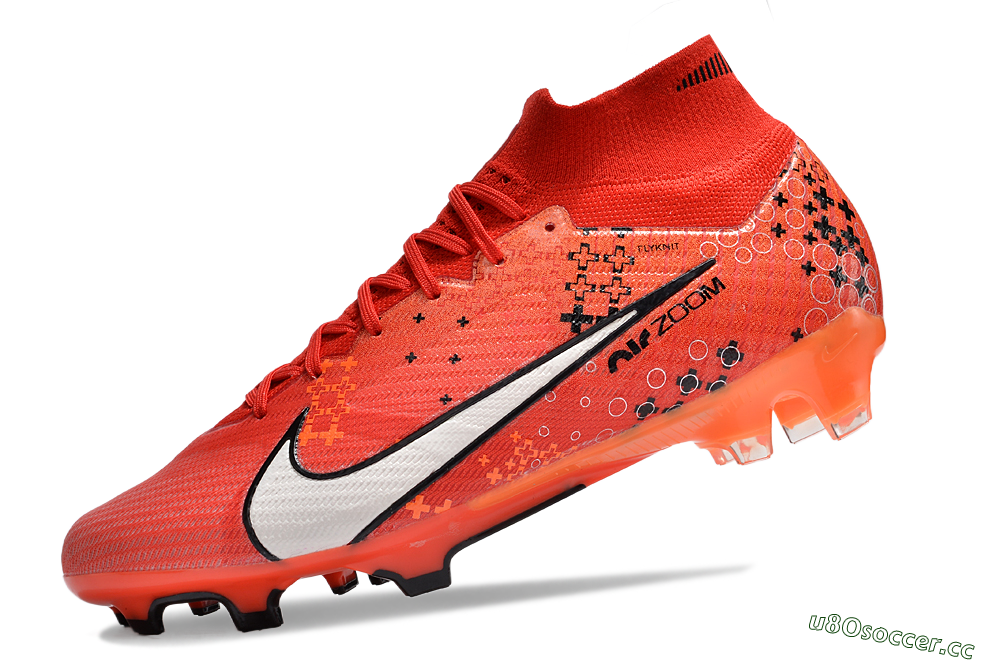 Men's Nike Air Zoom Mercurial Superfly 9 Elite FG Firm Ground High-Tops Football Boots - Orange/White/Black 5