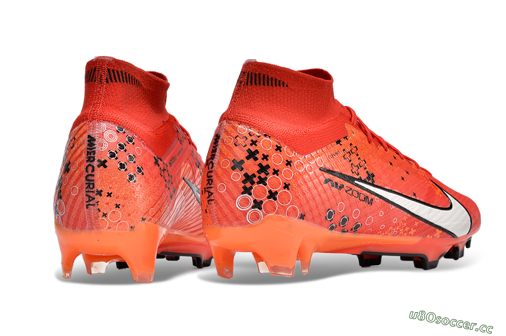 Men's Nike Air Zoom Mercurial Superfly 9 Elite FG Firm Ground High-Tops Football Boots - Orange/White/Black 6