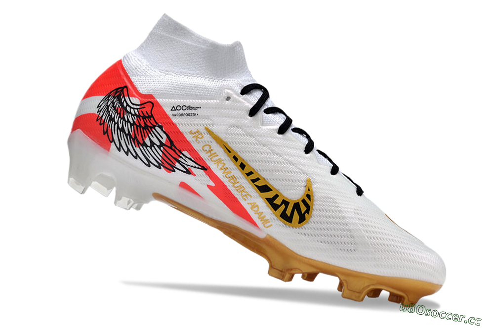 Unisex Nike Air Zoom Mercurial Superfly 9 Elite FG Firm Ground High-Tops Football Boots - White/Gold/Black/Red 4