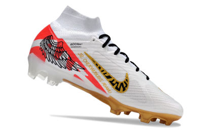 Unisex Nike Air Zoom Mercurial Superfly 9 Elite FG Firm Ground High-Tops Football Boots - White/Gold/Black/Red