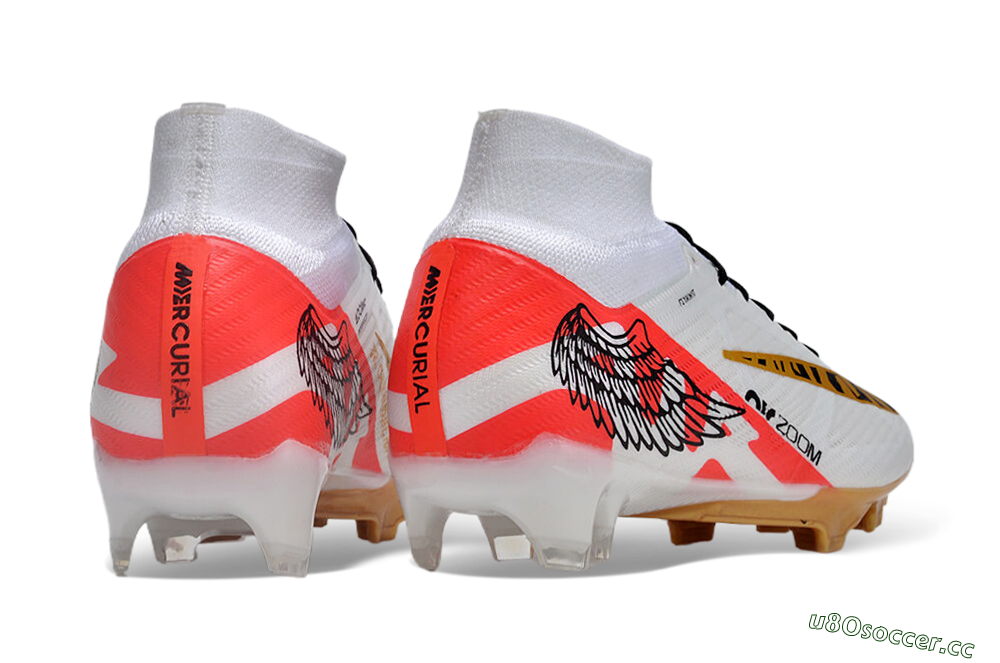 Unisex Nike Air Zoom Mercurial Superfly 9 Elite FG Firm Ground High-Tops Football Boots - White/Gold/Black/Red 6