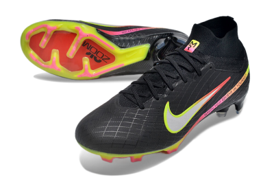 Unisex Nike Air Zoom Mercurial Superfly 9 Elite FG Firm Ground High-Tops Football Boots - Black/Silver/Green/Red
