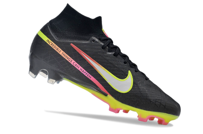 Unisex Nike Air Zoom Mercurial Superfly 9 Elite FG Firm Ground High-Tops Football Boots - Black/Silver/Green/Red