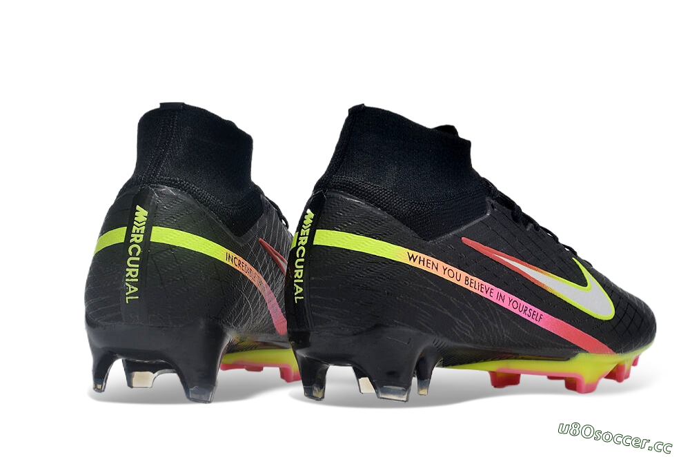 Unisex Nike Air Zoom Mercurial Superfly 9 Elite FG Firm Ground High-Tops Football Boots - Black/Silver/Green/Red 6