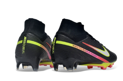 Unisex Nike Air Zoom Mercurial Superfly 9 Elite FG Firm Ground High-Tops Football Boots - Black/Silver/Green/Red