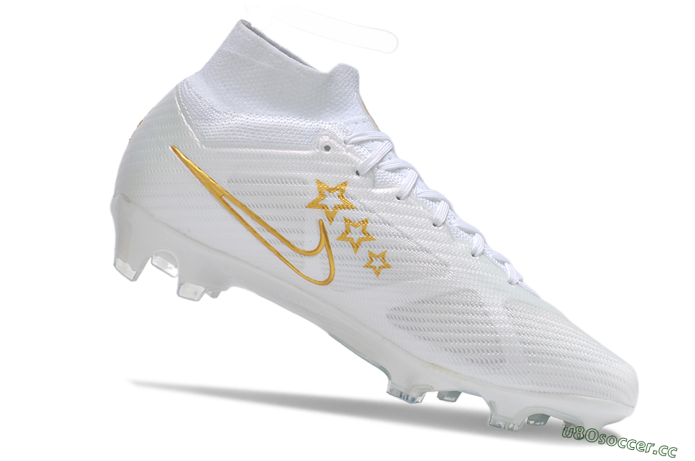 Unisex Nike Air Zoom Mercurial Superfly 9 Elite FG Firm Ground High-Tops Football Boots - White/Blue/Gold 4