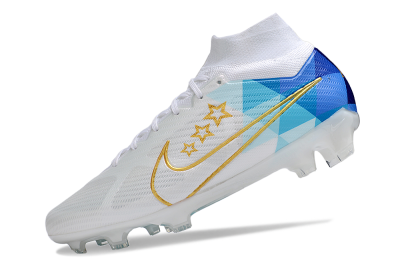 Unisex Nike Air Zoom Mercurial Superfly 9 Elite FG Firm Ground High-Tops Football Boots - White/Blue/Gold