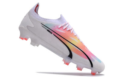 Men's Puma Ultra Ultimate FG Firm Ground Low-Tops Football Boots - White/Red/Black