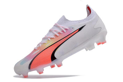 Men's Puma Ultra Ultimate FG Firm Ground Low-Tops Football Boots - White/Red/Black