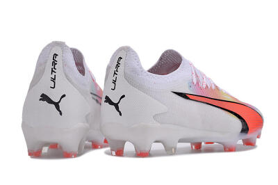 Men's Puma Ultra Ultimate FG Firm Ground Low-Tops Football Boots - White/Red/Black