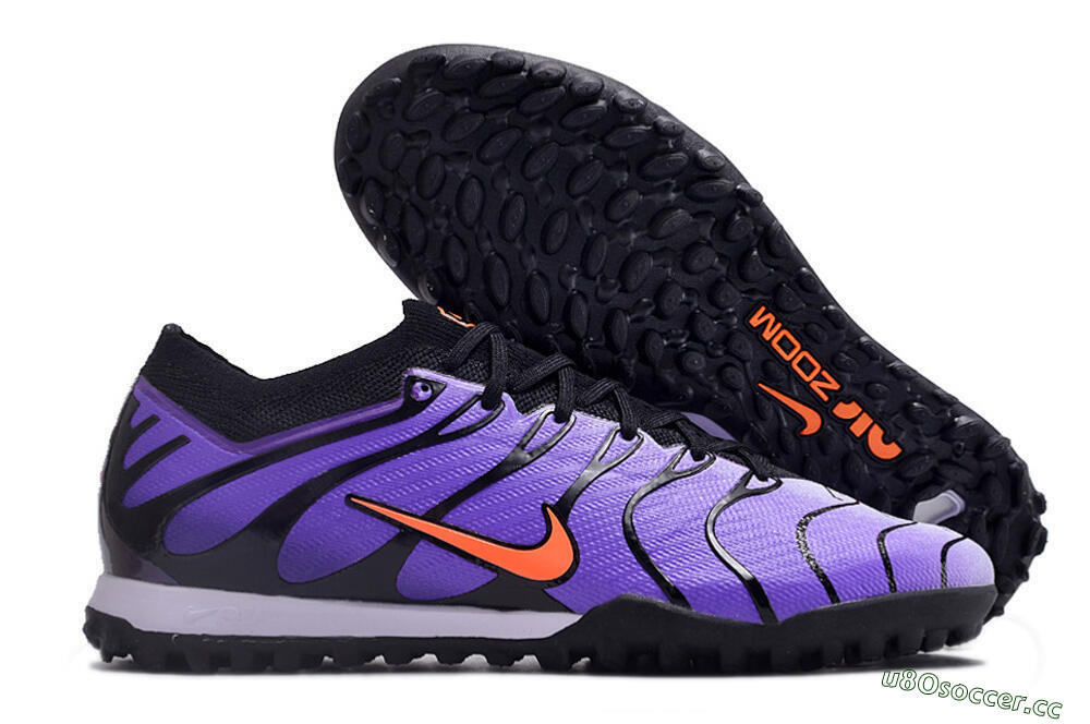 Men's Nike Air Zoom Mercurial Vapor 15 Elite TF Artificial Turf Low-Tops Football Shoes - Purple/Black/Orange 2