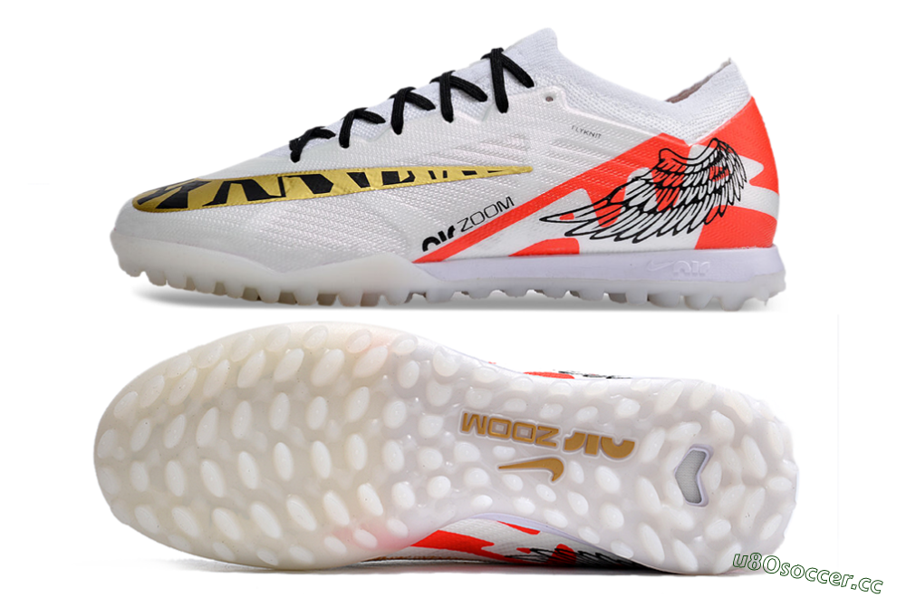Unisex Nike Air Zoom Mercurial Vapor 15 Elite TF Artificial Turf Low-Tops Football Shoes - White/Red/Gold 1