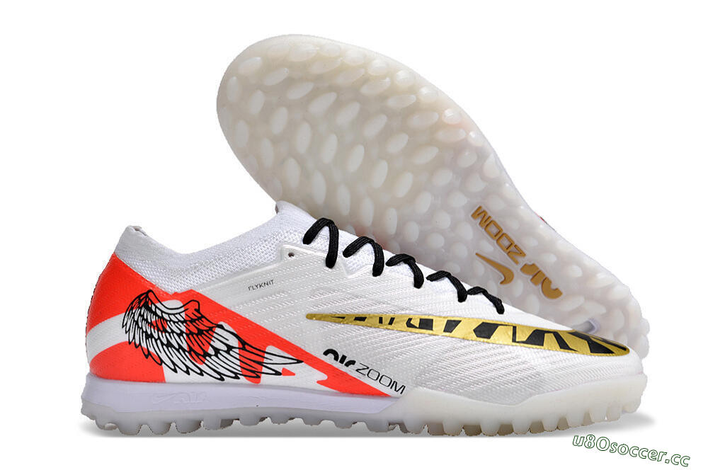 Unisex Nike Air Zoom Mercurial Vapor 15 Elite TF Artificial Turf Low-Tops Football Shoes - White/Red/Gold 2