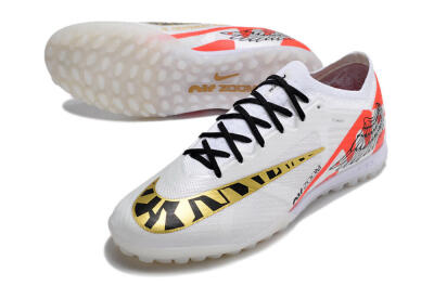 Unisex Nike Air Zoom Mercurial Vapor 15 Elite TF Artificial Turf Low-Tops Football Shoes - White/Red/Gold