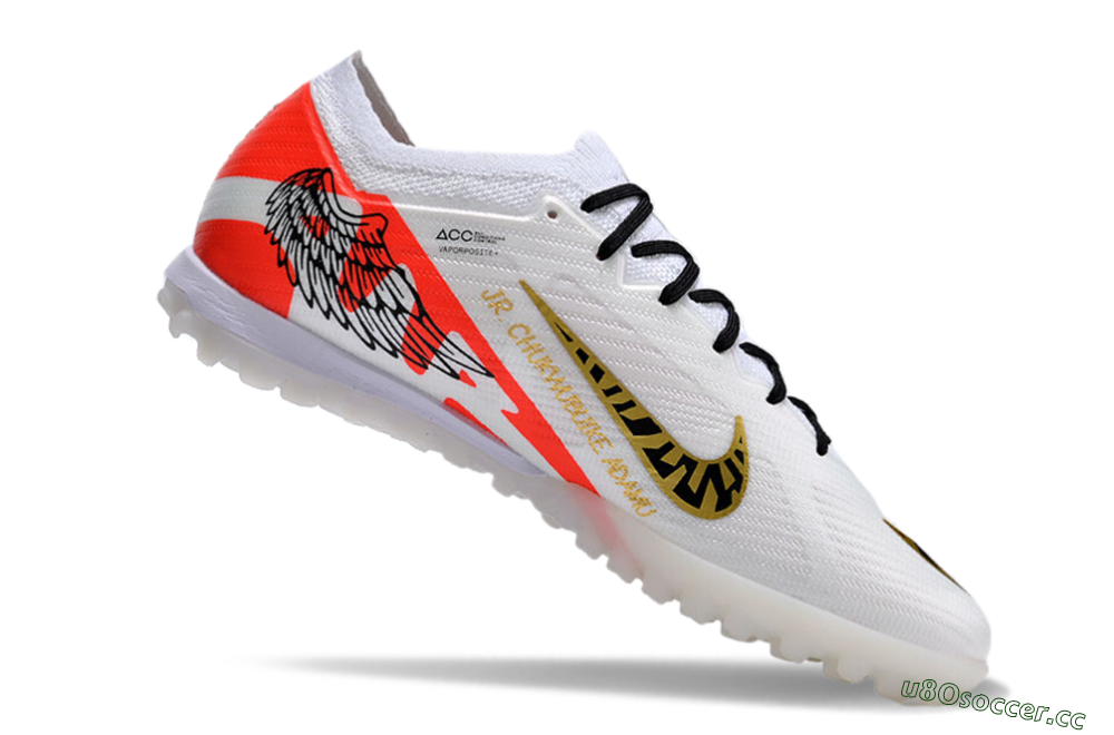 Unisex Nike Air Zoom Mercurial Vapor 15 Elite TF Artificial Turf Low-Tops Football Shoes - White/Red/Gold 4
