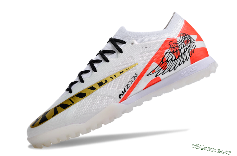 Unisex Nike Air Zoom Mercurial Vapor 15 Elite TF Artificial Turf Low-Tops Football Shoes - White/Red/Gold 5