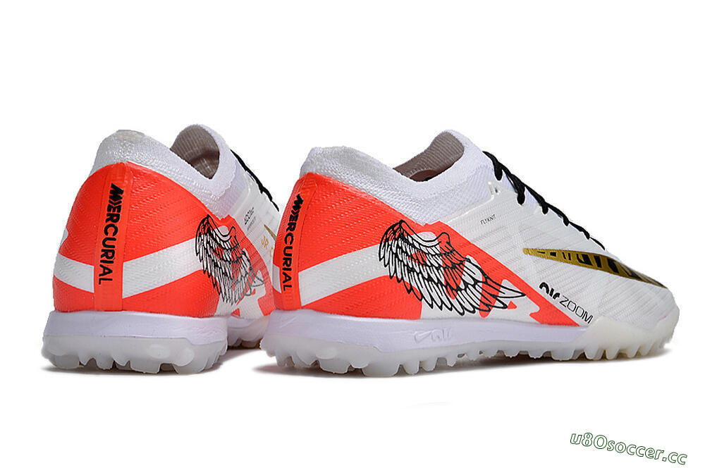 Unisex Nike Air Zoom Mercurial Vapor 15 Elite TF Artificial Turf Low-Tops Football Shoes - White/Red/Gold 6