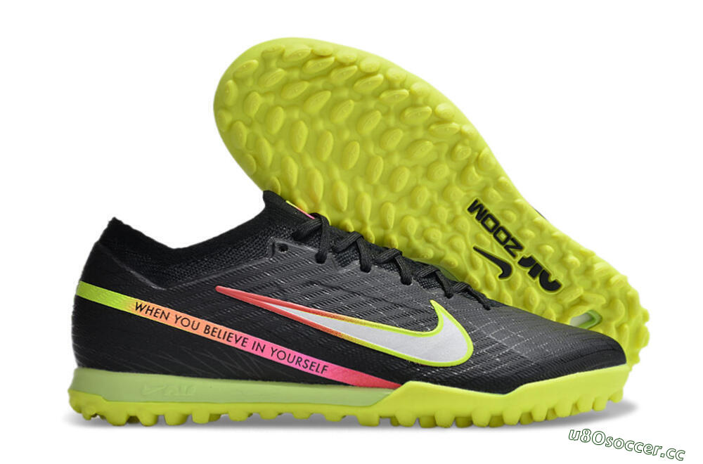 Men's Nike Air Zoom Mercurial Vapor 15 Elite TF Artificial Turf Low-Tops Football Shoes - Black/Silver/Green/Red 2