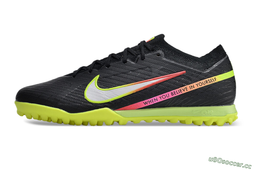 Men's Nike Air Zoom Mercurial Vapor 15 Elite TF Artificial Turf Low-Tops Football Shoes - Black/Silver/Green/Red 0