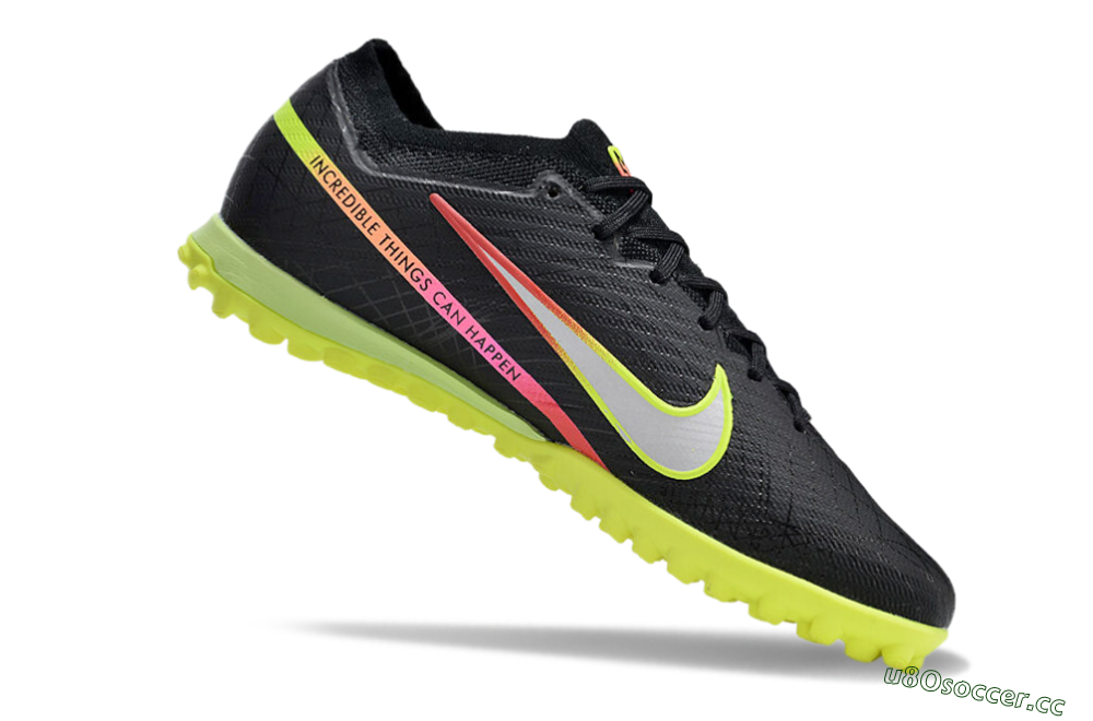 Men's Nike Air Zoom Mercurial Vapor 15 Elite TF Artificial Turf Low-Tops Football Shoes - Black/Silver/Green/Red 4