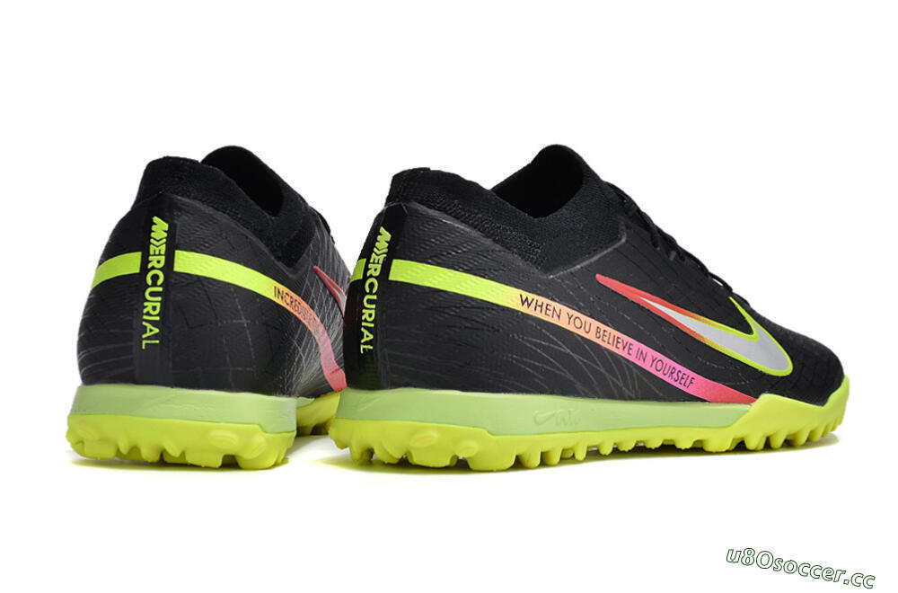 Men's Nike Air Zoom Mercurial Vapor 15 Elite TF Artificial Turf Low-Tops Football Shoes - Black/Silver/Green/Red 6