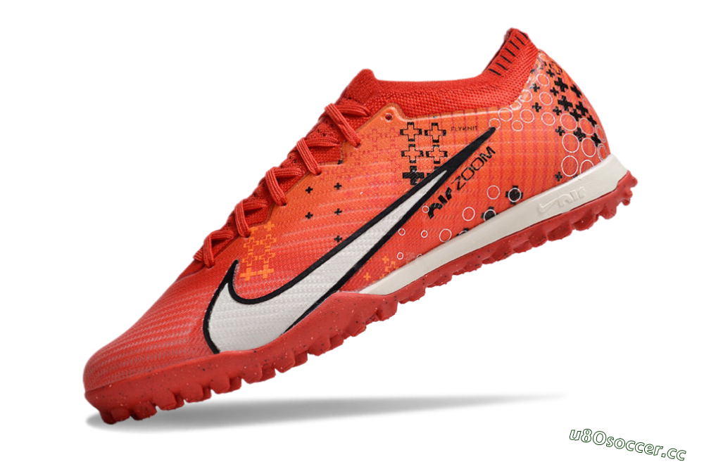 Unisex Nike Air Zoom Mercurial Vapor 15 Elite TF Artificial Turf Low-Tops Football Shoes - Red/White/Black 5