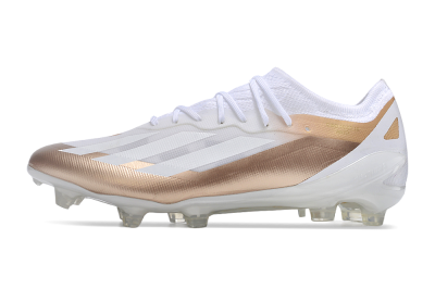 Men's Adidas X Crazyfast.1 FG Firm Ground Low-Tops Football Boots - Silver/White/Brown